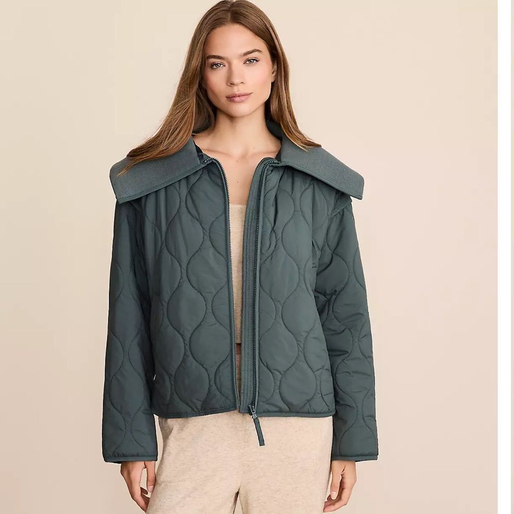 LOFT x LOU & GREY XL Green Zip Front Luxe Quilted Jacket